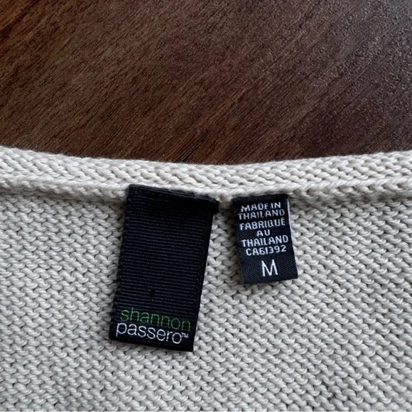 Shannon Passero Cotton White Pullover Knit Sweater Denim Pocket Minimalist - Picture 7 of 8